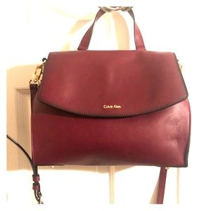 Deep red Calvin Klein top handle crossbody
